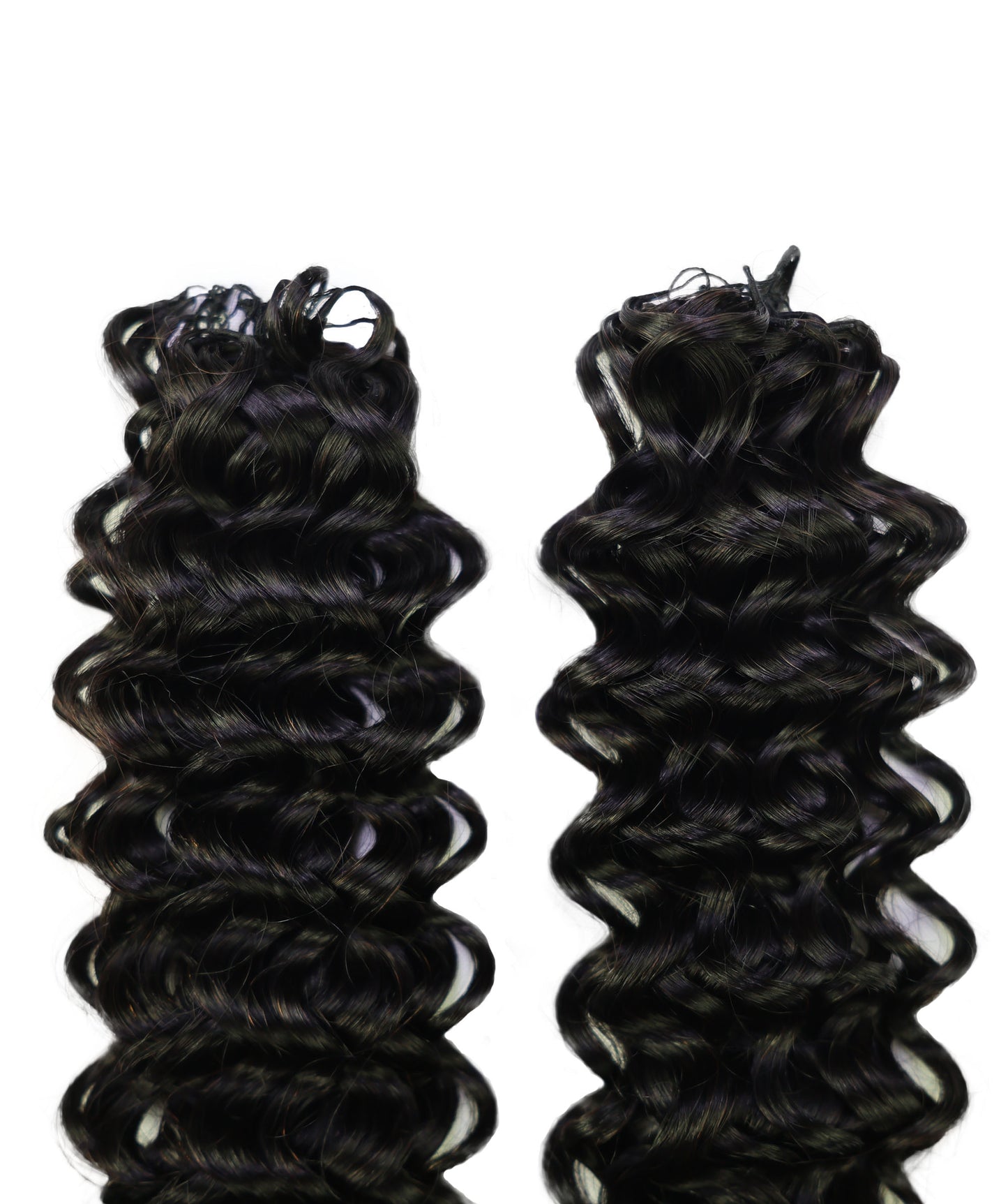 LUXLUXE Water Wave Braids Pre Looped Long Human Hair Extensions 40 Strands - Natural & Natural Black 14,16 & 18 Inch with weights 40g 45g & 50g Deep Curly Feather Braiding Hairpiece