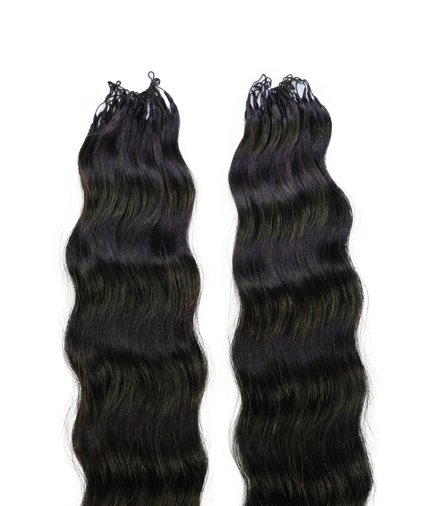 LUXLUXE Knotless Wet & Wavy Crochet Human Hair Extensions - Natural Black 14" 40g 16" 45g & 18" 50g Pre Separated 40 Strands Feather Hairpiece With String In The Middle Braid
