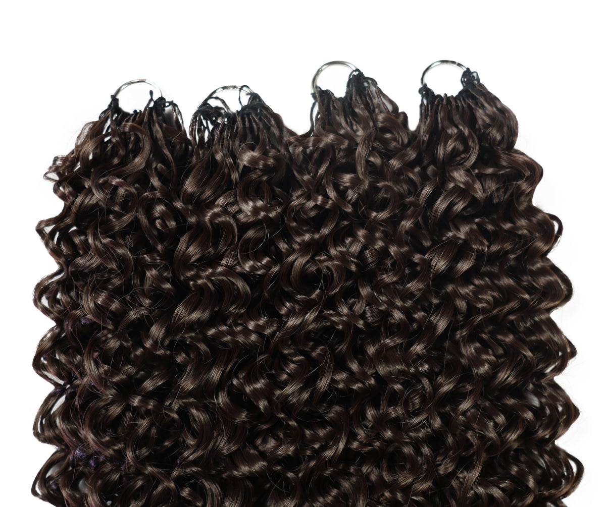 LUXLUXE Dominican Synthetic Crochet Hair Extensions – 14" 85g, 18" 110g, 22" 132g Pre Separated 100 Strands Feather Curly Hairpiece