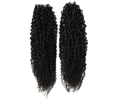 LUXLUXE Knotless Micro Yanky Curly Pre Looped Crochet Human Hair Extensions - Natural Black 14" 40g 16" 45g & 18" 50g Pre Separated 40 Strands Feather Protective Style