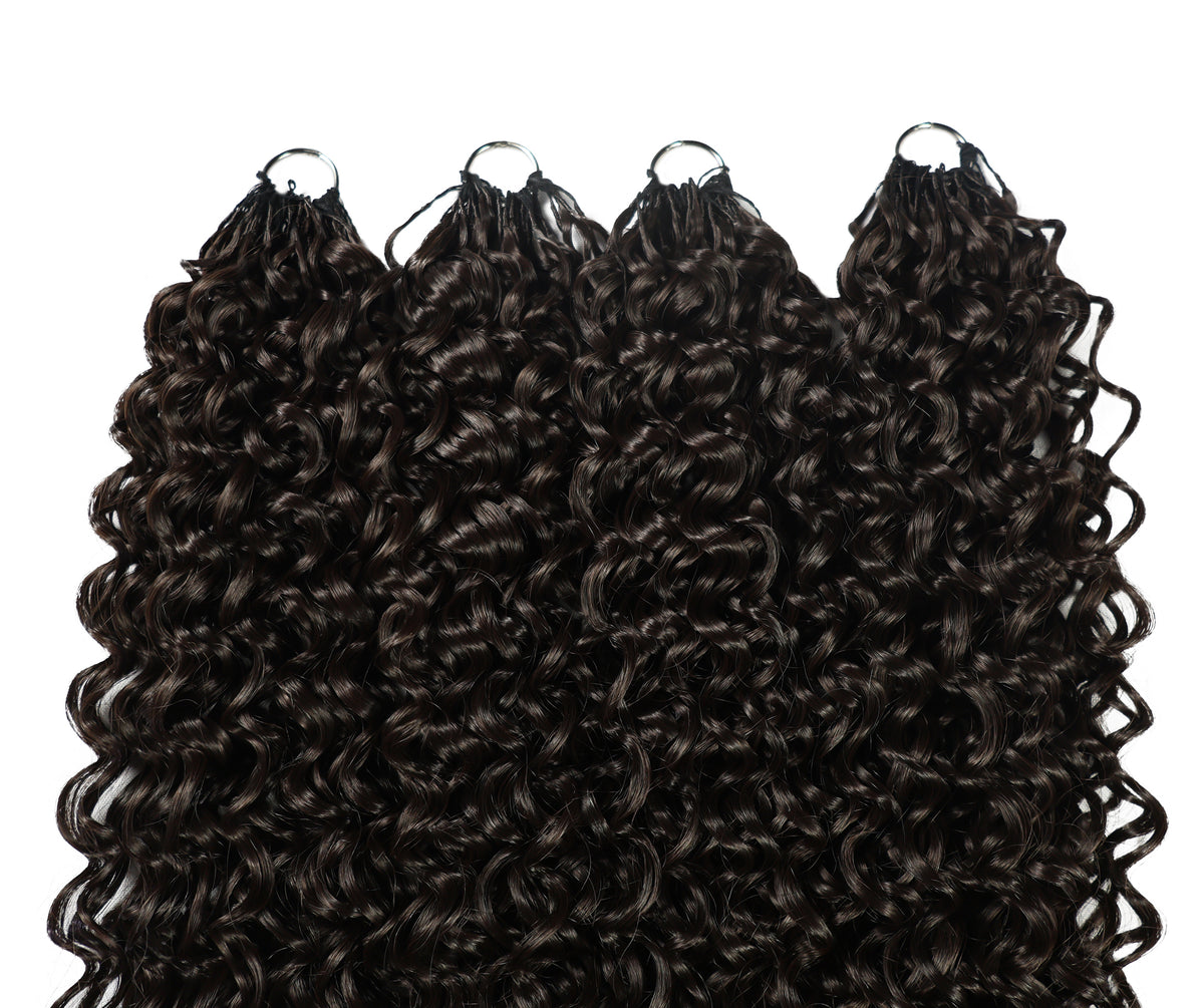 LUXLUXE Dominican Synthetic Crochet Hair Extensions – 14" 85g, 18" 110g, 22" 132g Pre Separated 100 Strands Feather Curly Hairpiece