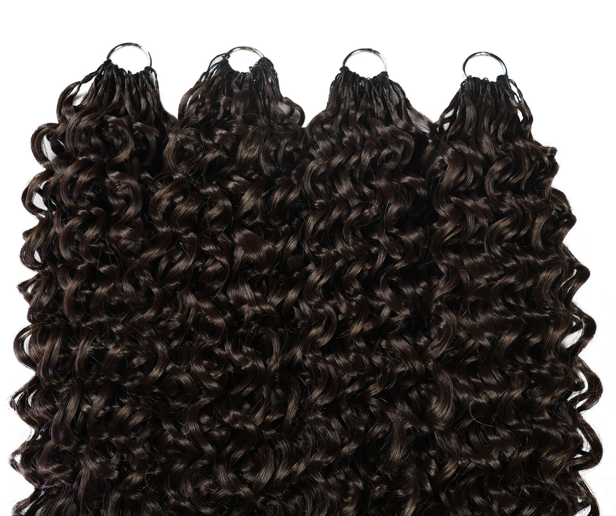 LUXLUXE Dominican Synthetic Crochet Hair Extensions – 14" 85g, 18" 110g, 22" 132g Pre Separated 100 Strands Feather Curly Hairpiece