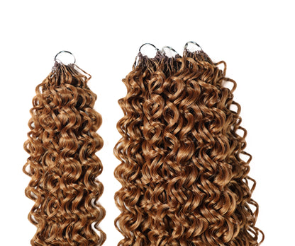 LUXLUXE Dominican Synthetic Crochet Hair Extensions – 14" 78g, 18" 100g, 22" 120g Pre Separated 100 Strands Feather Curly Hairpiece