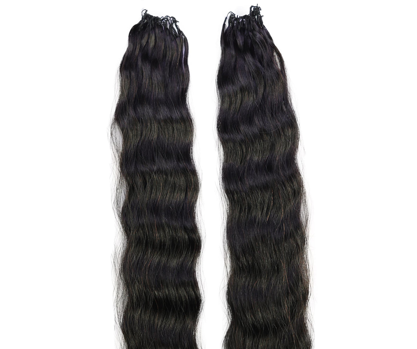 LUXLUXE Knotless Wet & Wavy Crochet Human Hair Extensions - Natural Black 14" 40g 16" 45g & 18" 50g Pre Separated 40 Strands Feather Hairpiece With String In The Middle Braid
