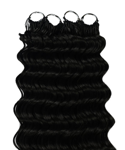 LUXLUXE Deep Wave Synthetic Crochet Hair Extensions – Available in 14"  78g 18" 100g & 22" 120g Pre Separated 100 Strands Feather Hairpiece