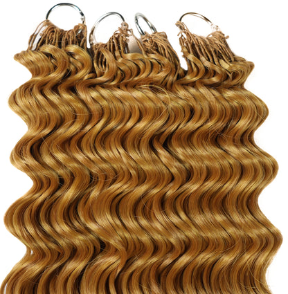 LUXLUXE Deep Wave Synthetic Crochet Hair Extensions – Available in 14"  78g 18" 100g & 22" 120g Pre Separated 100 Strands Feather Hairpiece