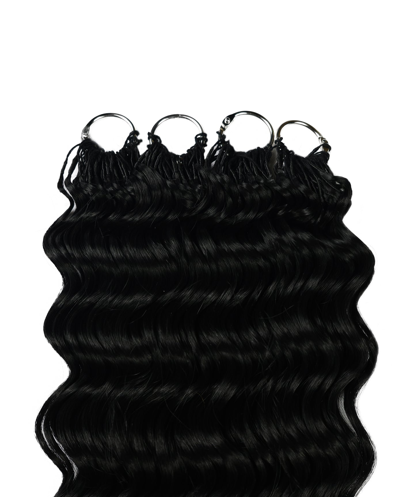 LUXLUXE Deep Wave Synthetic Crochet Hair Extensions – Available in 14"  78g 18" 100g & 22" 120g Pre Separated 100 Strands Feather Hairpiece