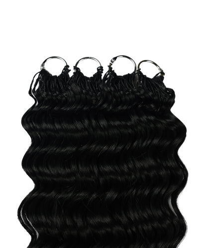 LUXLUXE Deep Wave Synthetic Crochet Hair Extensions – Available in 14"  78g 18" 100g & 22" 120g Pre Separated 100 Strands Feather Hairpiece