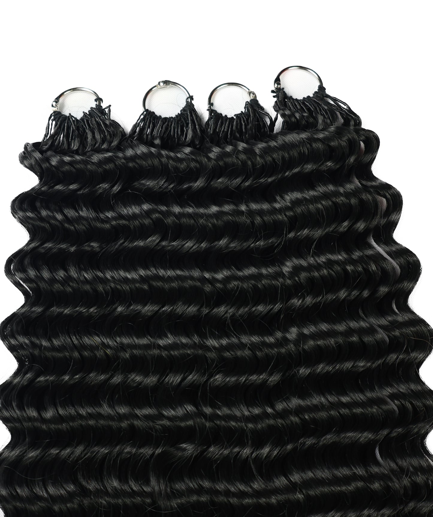 LUXLUXE Deep Wave Synthetic Crochet Hair Extensions – Available in 14"  78g 18" 100g & 22" 120g Pre Separated 100 Strands Feather Hairpiece