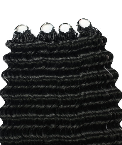 LUXLUXE Deep Wave Synthetic Crochet Hair Extensions – Available in 14"  78g 18" 100g & 22" 120g Pre Separated 100 Strands Feather Hairpiece