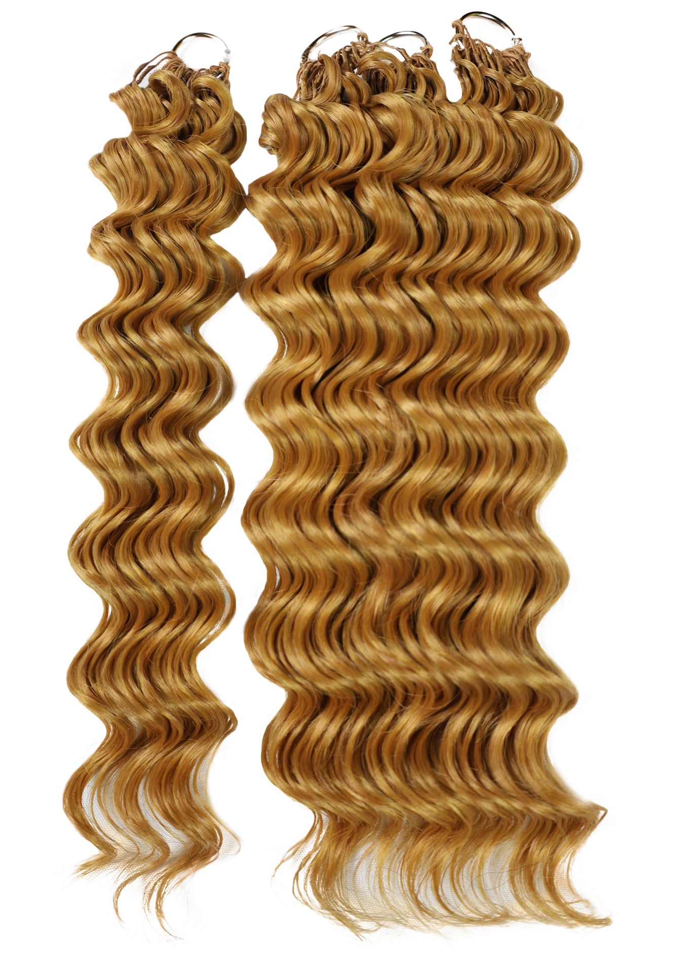 LUXLUXE Deep Wave Synthetic Crochet Hair Extensions – Available in 14"  78g 18" 100g & 22" 120g Pre Separated 100 Strands Feather Hairpiece