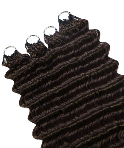LUXLUXE Deep Wave Synthetic Crochet Hair Extensions – Available in 14"  85g 18" 110g & 22" 132g Pre Separated 100 Strands Feather Hairpiece