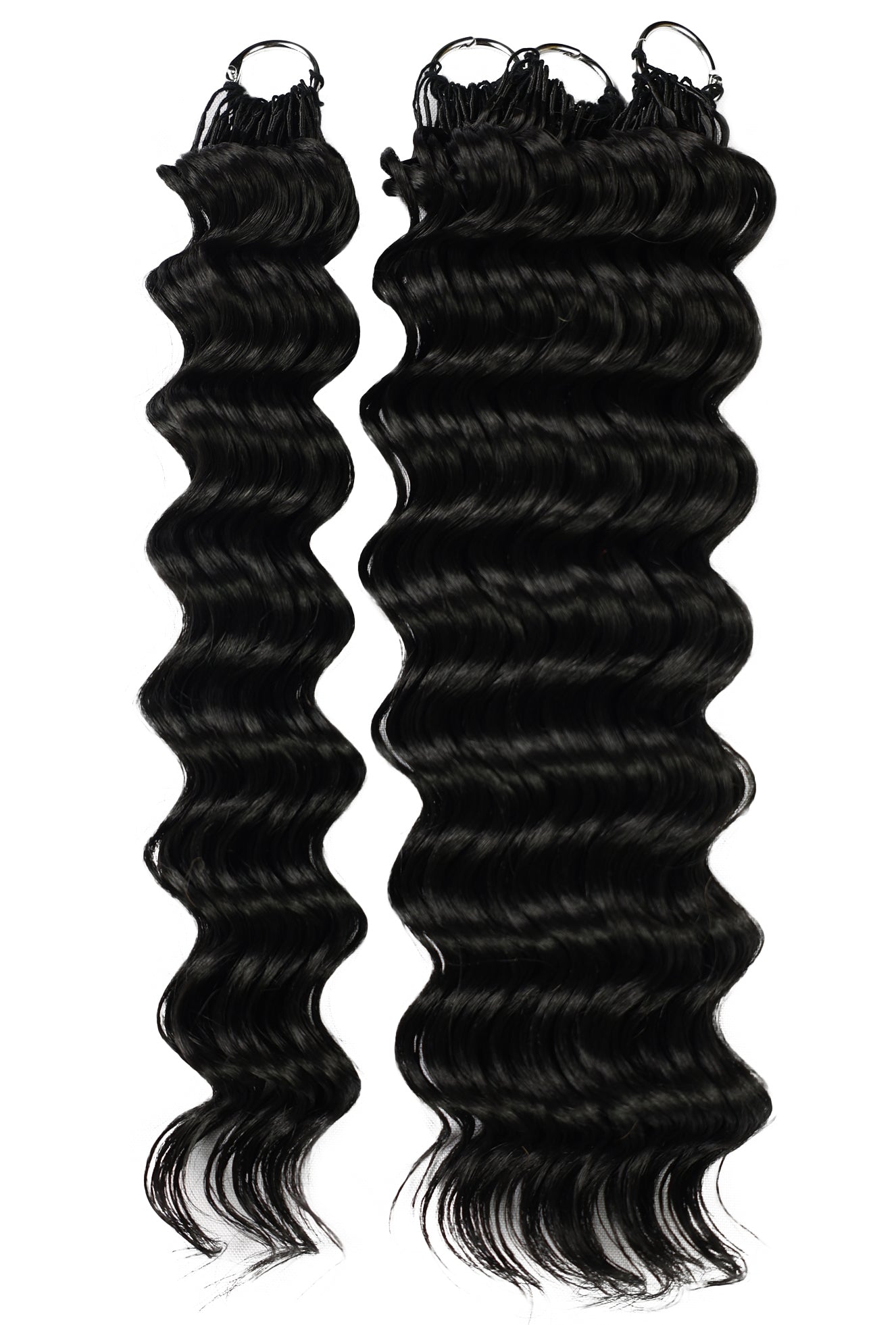 LUXLUXE Deep Wave Synthetic Crochet Hair Extensions – Available in 14"  78g 18" 100g & 22" 120g Pre Separated 100 Strands Feather Hairpiece