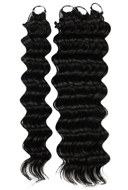 LUXLUXE Deep Wave Synthetic Crochet Hair Extensions – Available in 14"  78g 18" 100g & 22" 120g Pre Separated 100 Strands Feather Hairpiece