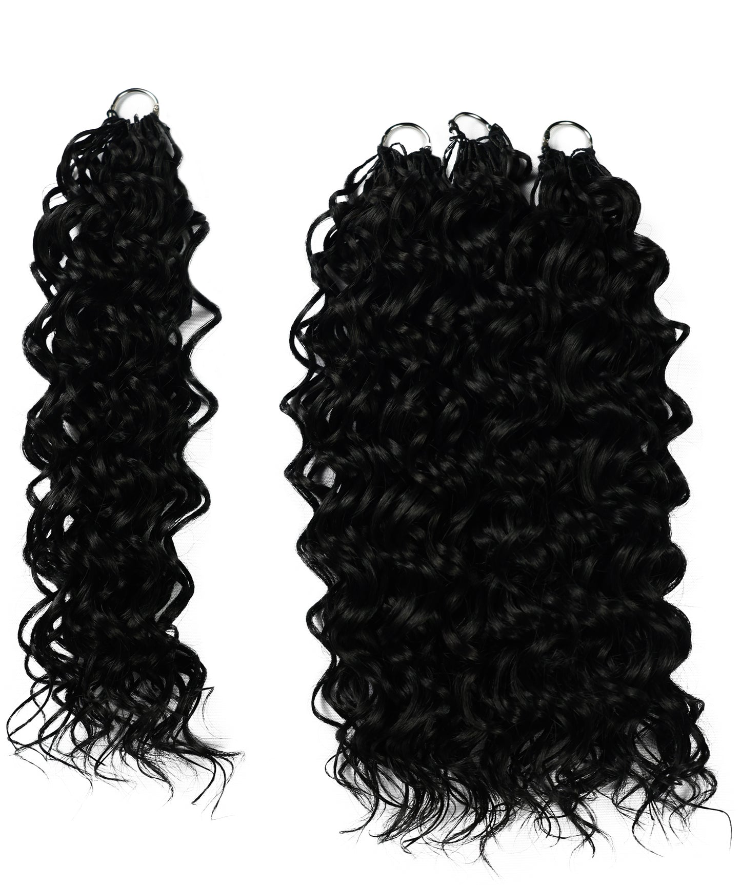 LUXLUXE Hawaiian Synthetic Crochet Hair Extensions – 14" 78g, 18" 100g, 22" 120g  Pre Separated 100 Strands Feather Hairpiece for Curly Protective Styles