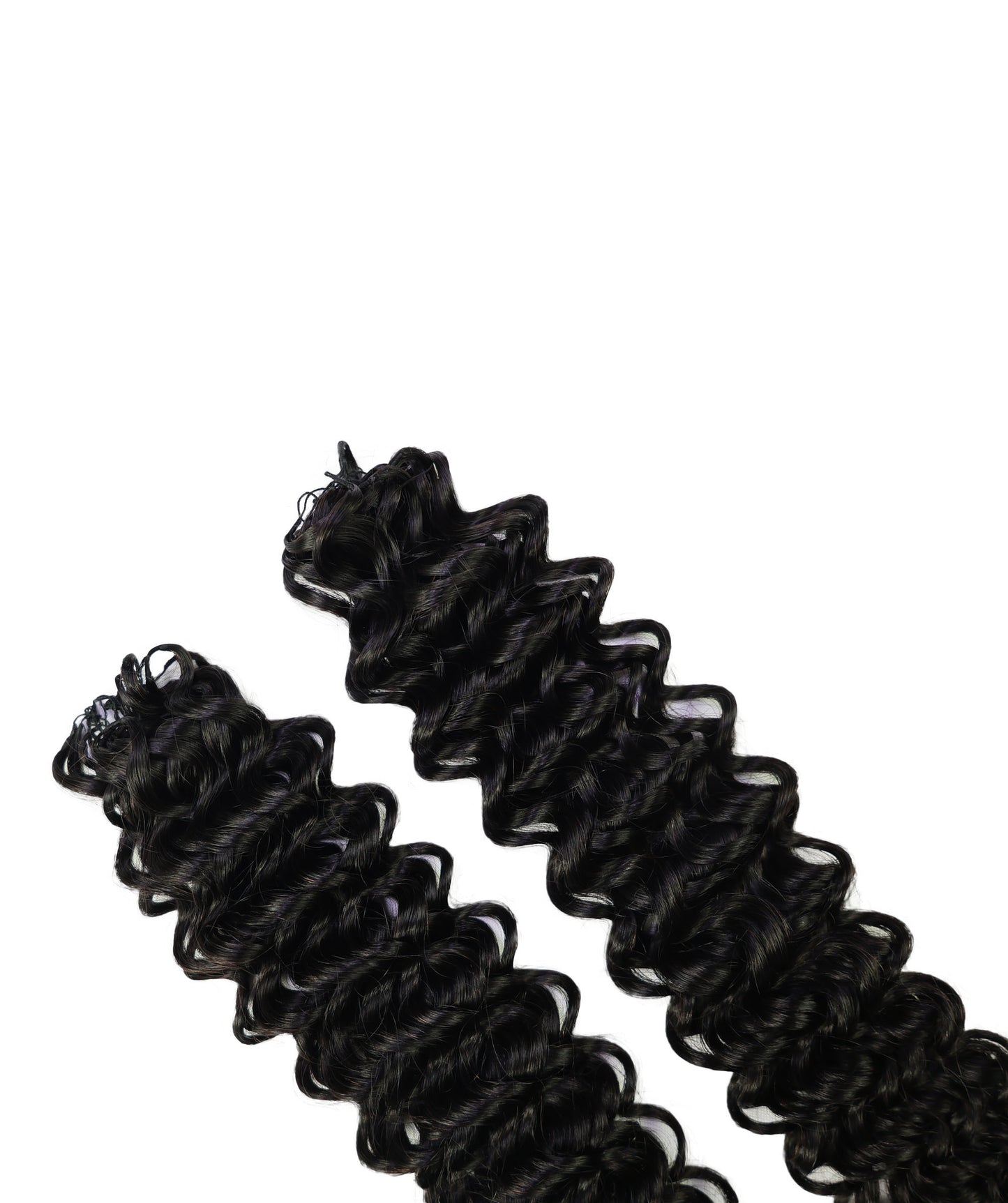 LUXLUXE Water Wave Braids Pre Looped Long Human Hair Extensions 40 Strands - Natural & Natural Black 14,16 & 18 Inch with weights 40g 45g & 50g Deep Curly Feather Braiding Hairpiece