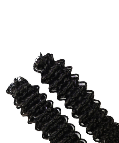 LUXLUXE Water Wave Braids Pre Looped Long Human Hair Extensions 40 Strands - Natural & Natural Black 14,16 & 18 Inch with weights 40g 45g & 50g Deep Curly Feather Braiding Hairpiece