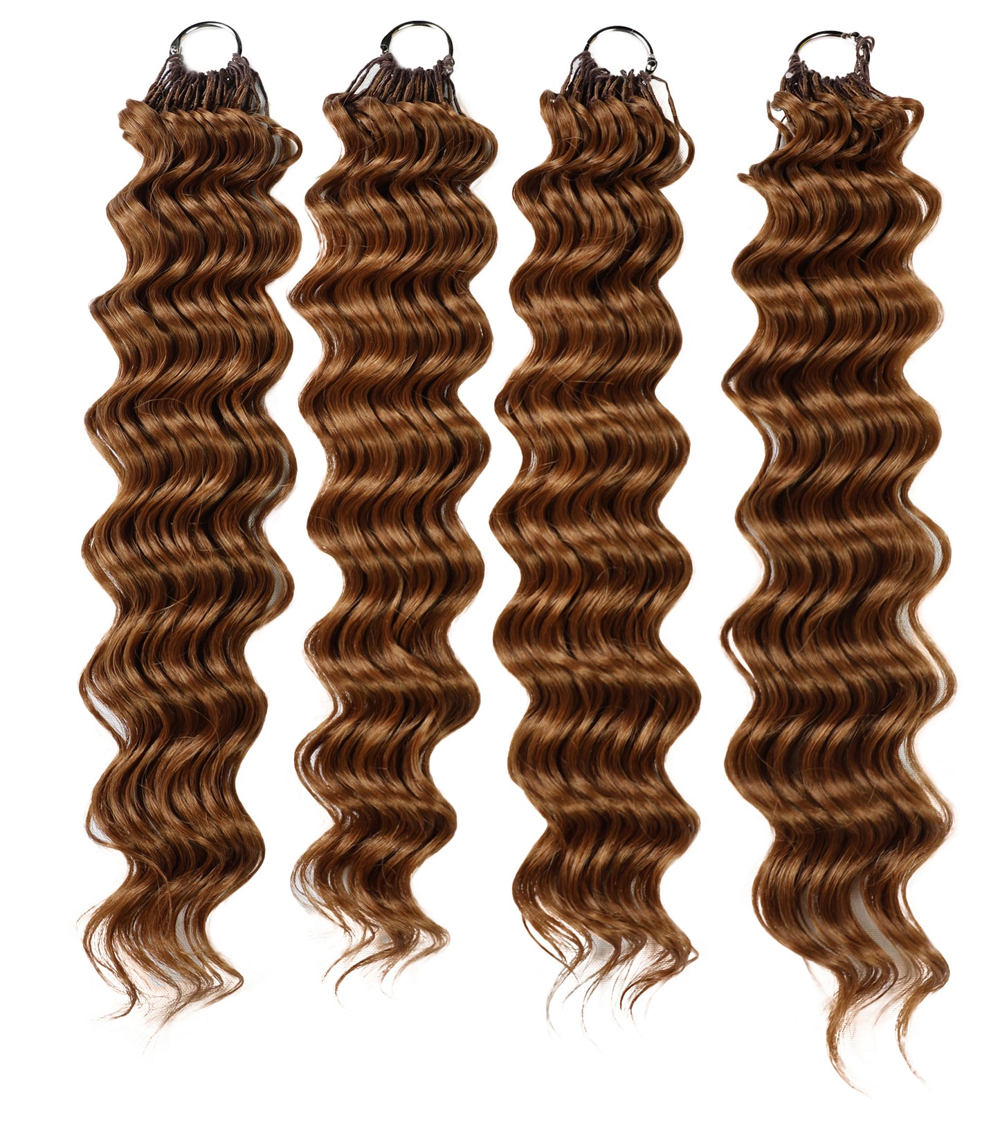 LUXLUXE Deep Wave Synthetic Crochet Hair Extensions – Available in 14"  78g 18" 100g & 22" 120g Pre Separated 100 Strands Feather Hairpiece