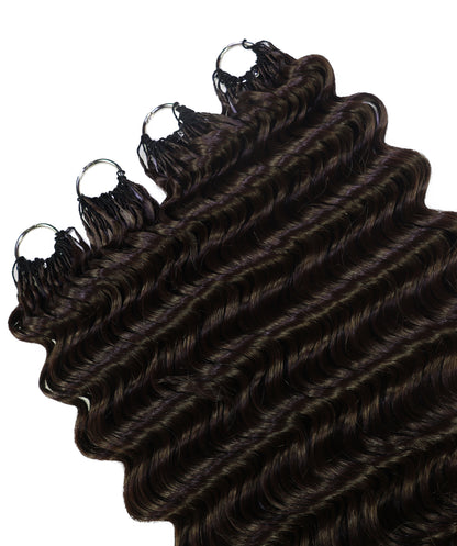 LUXLUXE Deep Wave Synthetic Crochet Hair Extensions – Available in 14"  85g 18" 110g & 22" 132g Pre Separated 100 Strands Feather Hairpiece