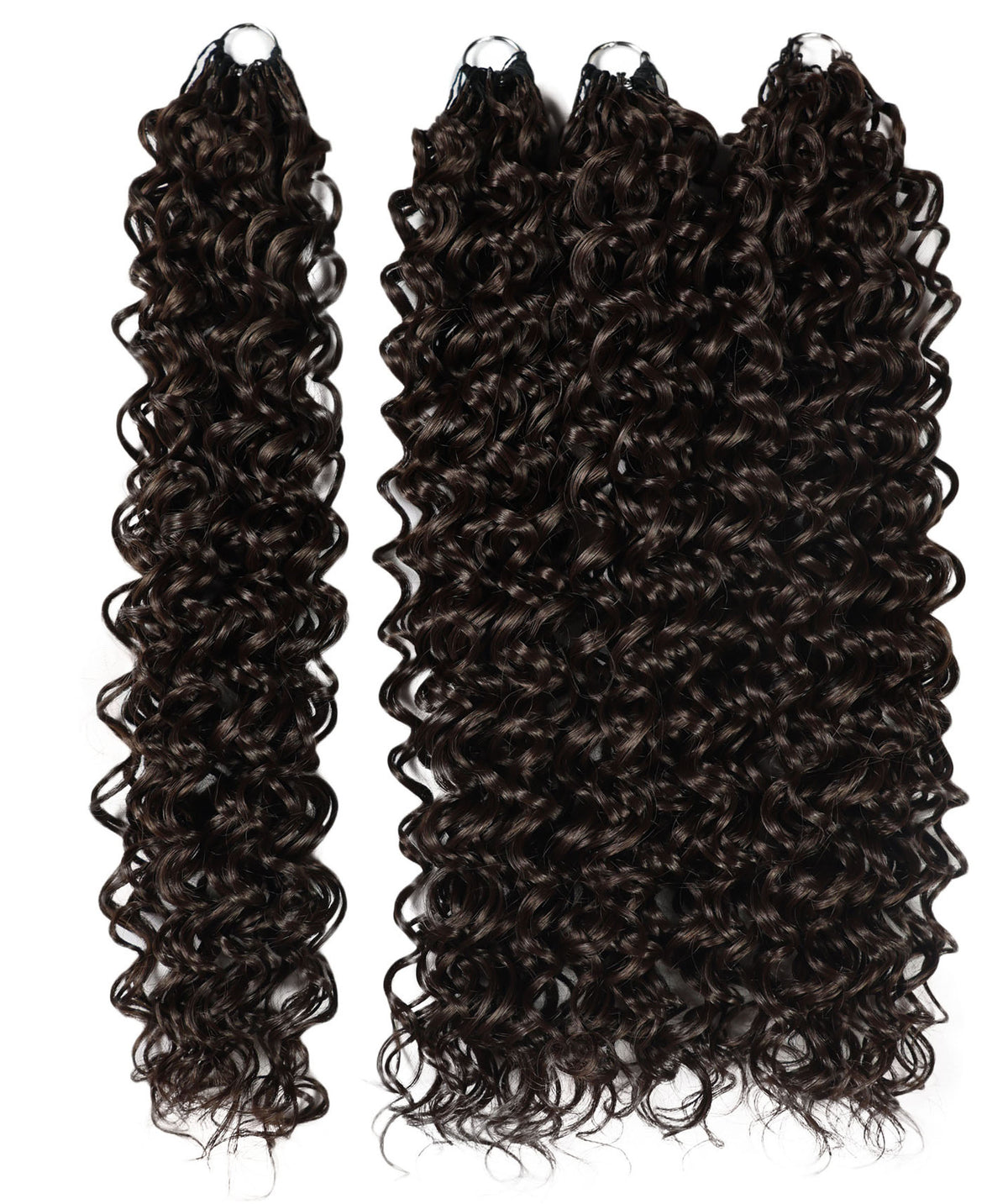 LUXLUXE Hawaiian Synthetic Crochet Hair Extensions – 14" 85g, 18" 110g, 22" 132g  Pre Separated 100 Strands Feather Hairpiece for Curly Protective Styles