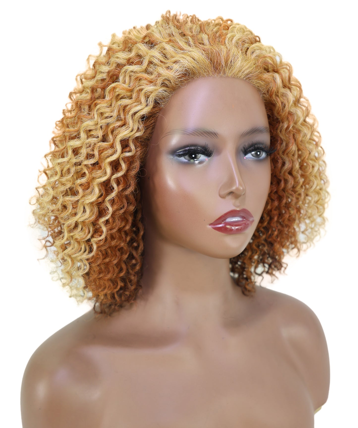 Esi Honey Blonde Lace Front Wig HD Curly Voluminous Bob for Glamorous Party, Fashion & Everyday Elegant Look