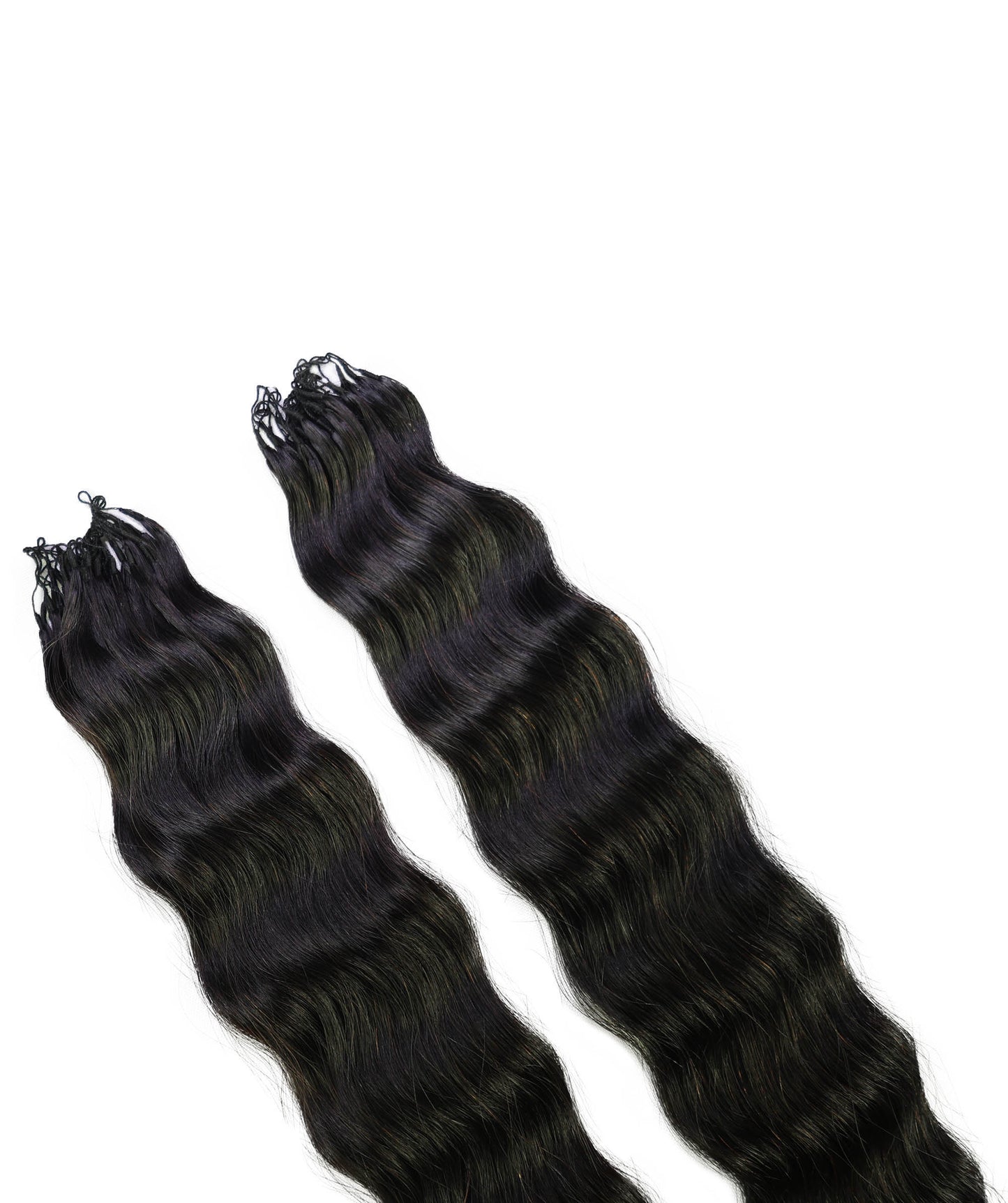 LUXLUXE Knotless Wet & Wavy Crochet Human Hair Extensions - Natural Black 14" 40g 16" 45g & 18" 50g Pre Separated 40 Strands Feather Hairpiece With String In The Middle Braid