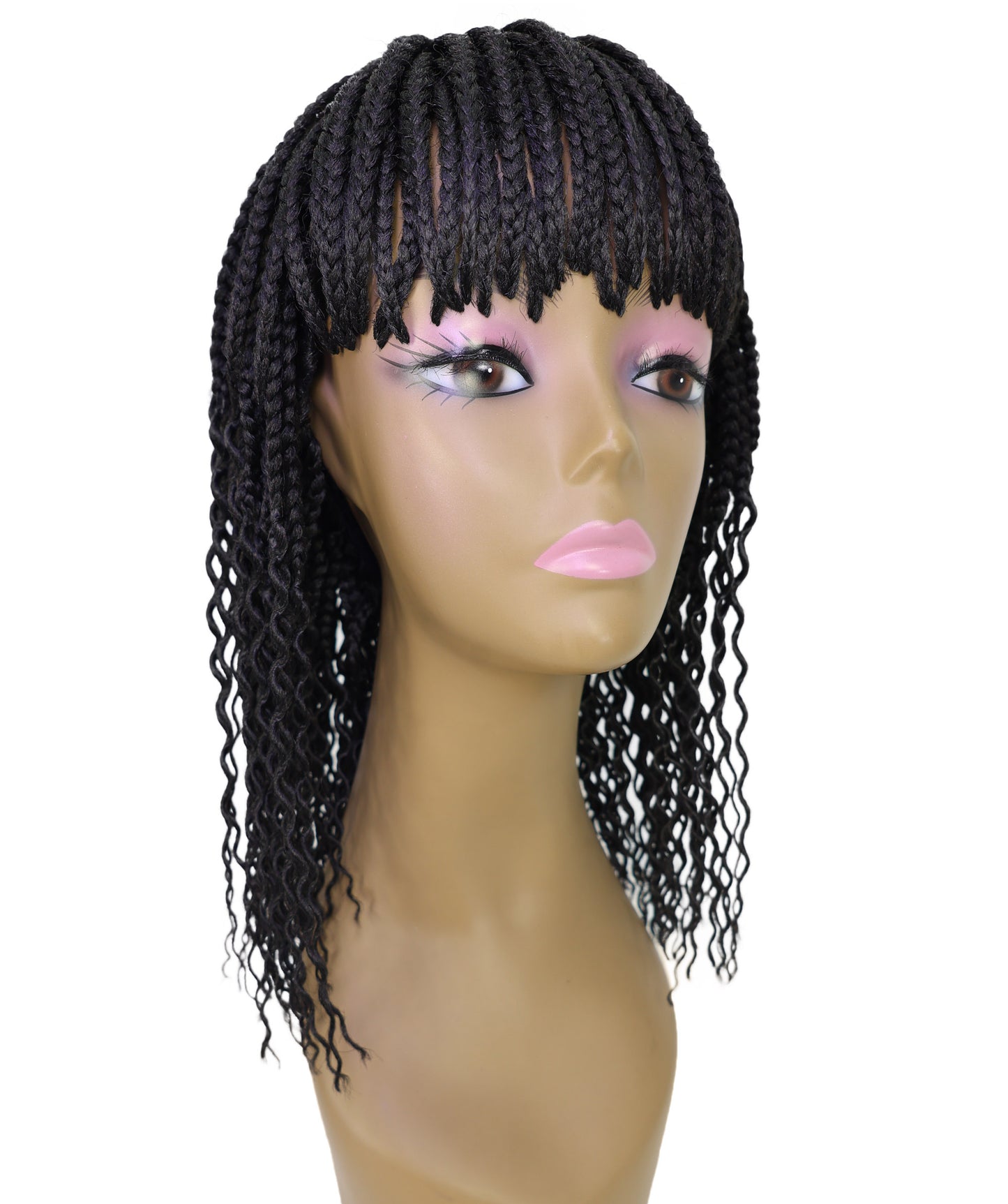 Merlene Shoulder-Length full wig Braided Curly with Box Braid Texture Bob Wig