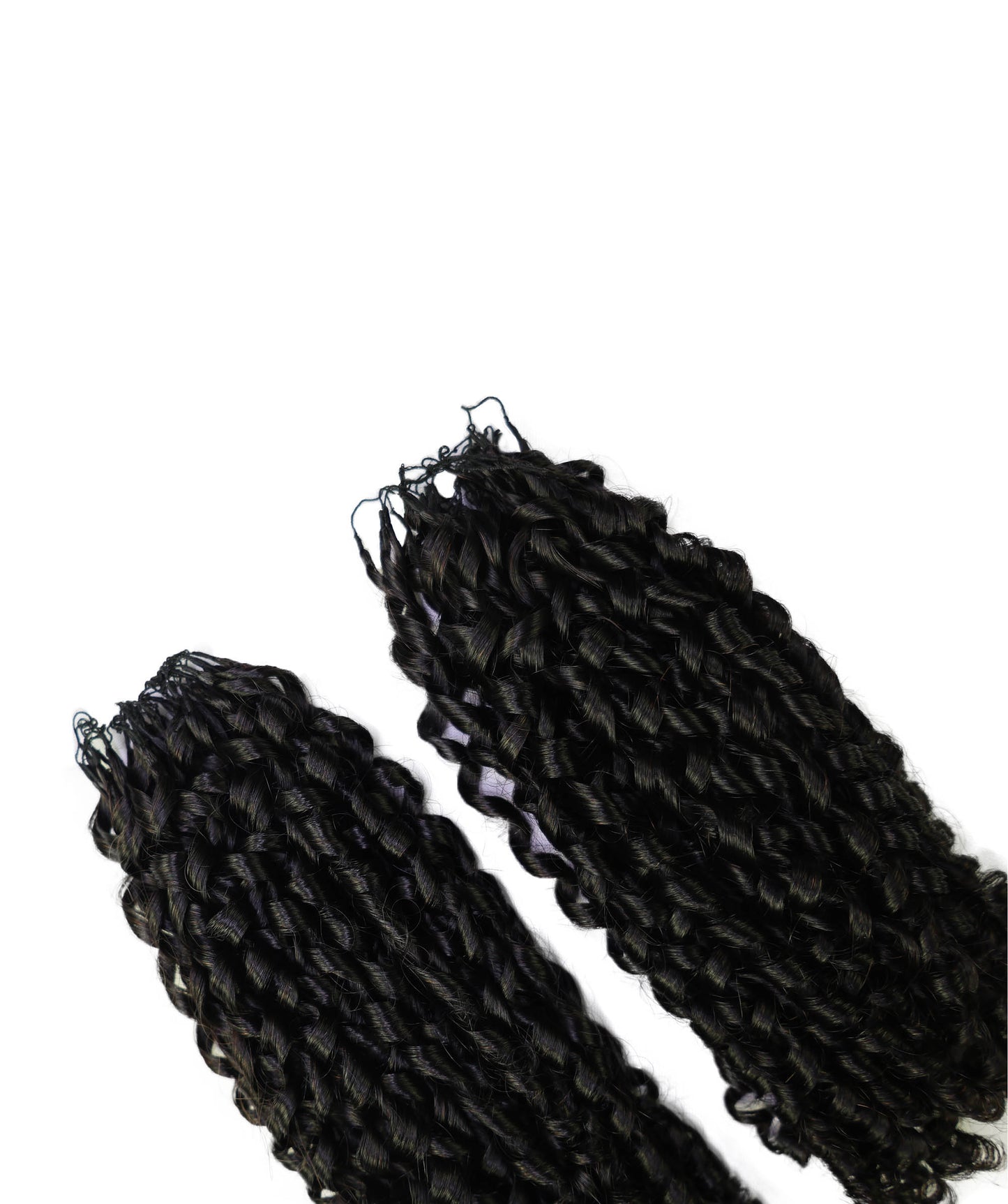 LUXLUXE Knotless Pixie Curly Raw Crochet Natural Human Hair Extensions - 14" 40g 16" 45g & 18" 50g Pre Separated 40 Strands Feather Hairpiece for Women