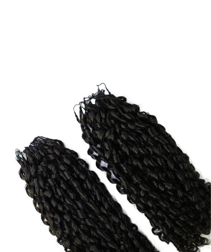 LUXLUXE Knotless Pixie Curly Raw Crochet Natural Human Hair Extensions - 14" 40g 16" 45g & 18" 50g Pre Separated 40 Strands Feather Hairpiece for Women