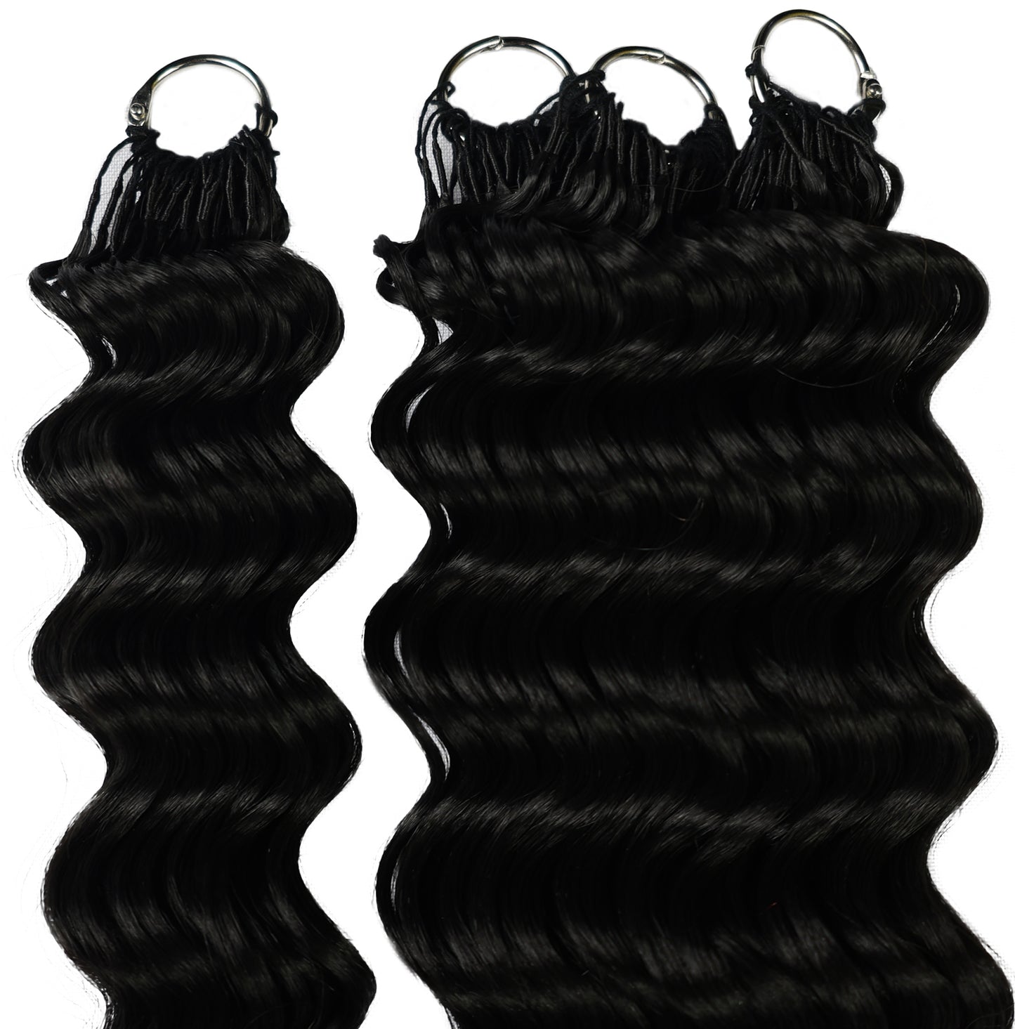 LUXLUXE Deep Wave Synthetic Crochet Hair Extensions – Available in 14"  78g 18" 100g & 22" 120g Pre Separated 100 Strands Feather Hairpiece