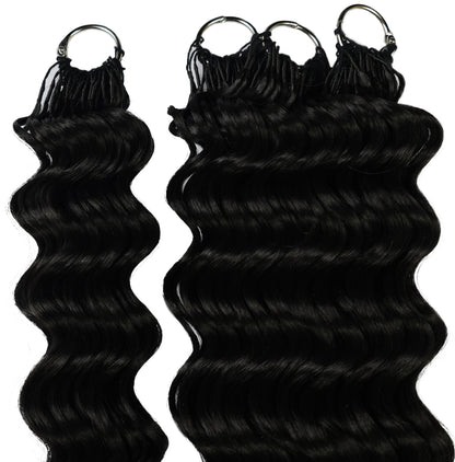 LUXLUXE Deep Wave Synthetic Crochet Hair Extensions – Available in 14"  78g 18" 100g & 22" 120g Pre Separated 100 Strands Feather Hairpiece