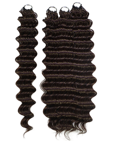 LUXLUXE Deep Wave Synthetic Crochet Hair Extensions – Available in 14"  85g 18" 110g & 22" 132g Pre Separated 100 Strands Feather Hairpiece