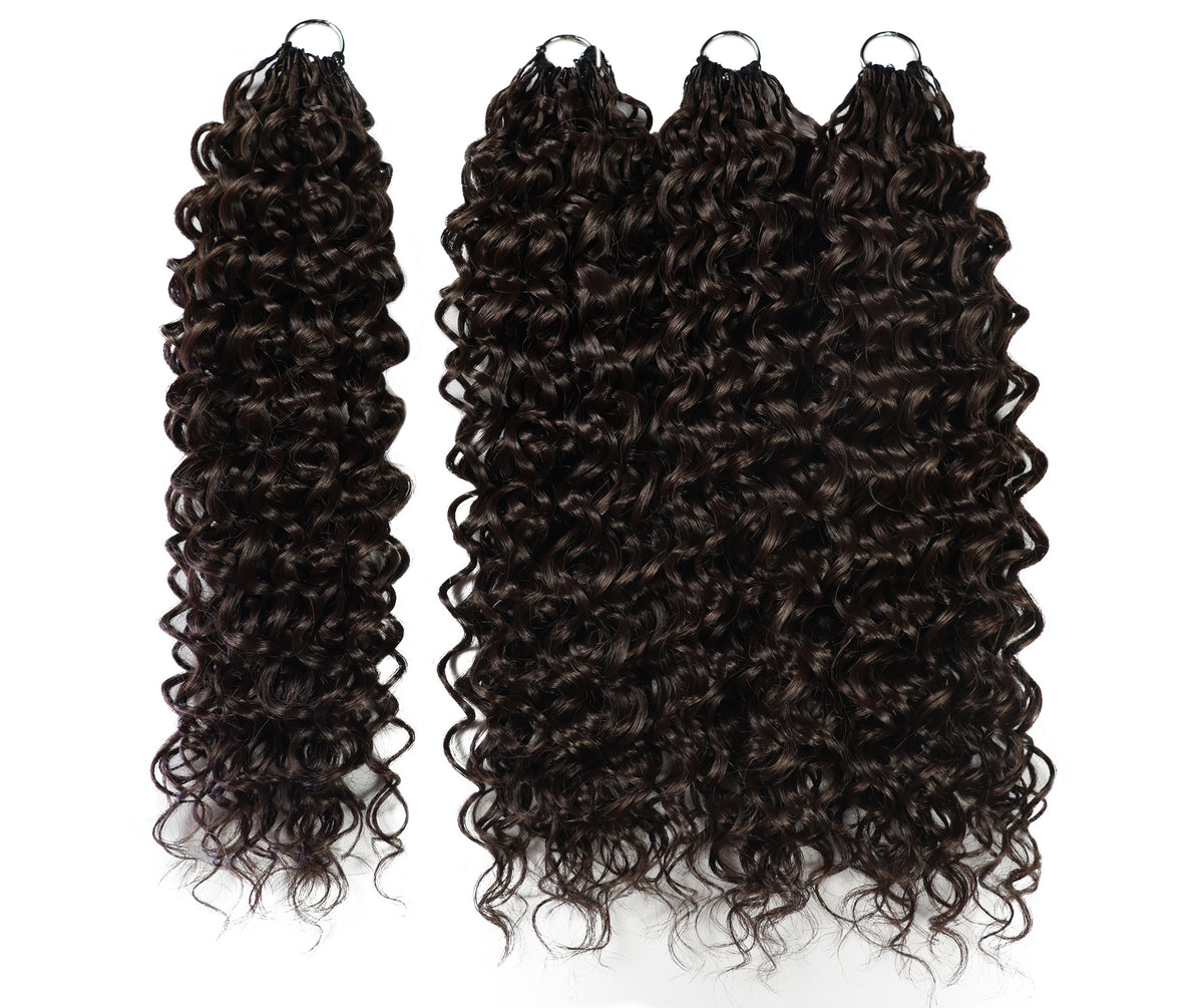 LUXLUXE Dominican Synthetic Crochet Hair Extensions – 14" 85g, 18" 110g, 22" 132g Pre Separated 100 Strands Feather Curly Hairpiece