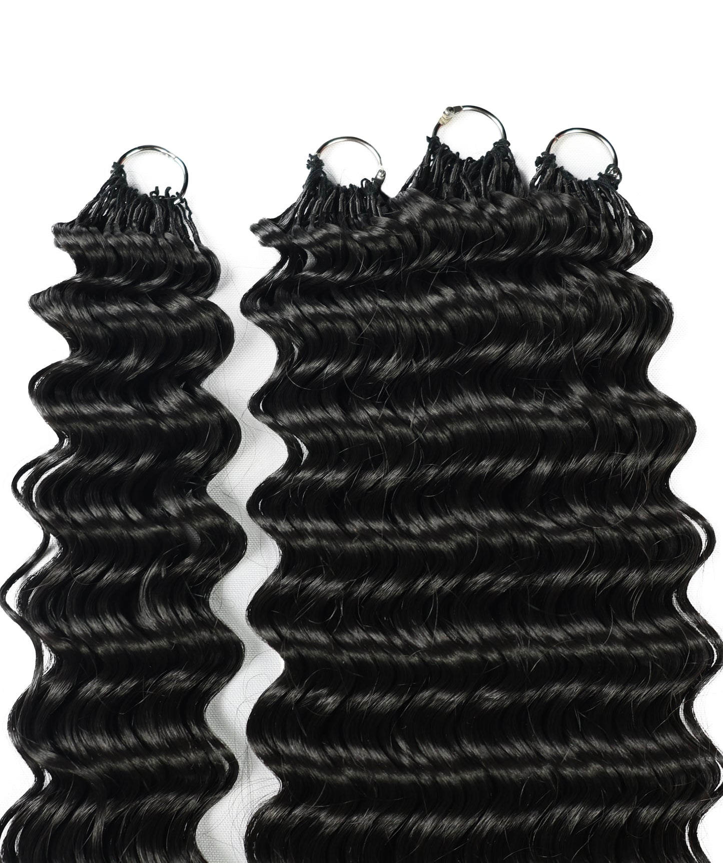 LUXLUXE Deep Wave Synthetic Crochet Hair Extensions – Available in 14"  78g 18" 100g & 22" 120g Pre Separated 100 Strands Feather Hairpiece