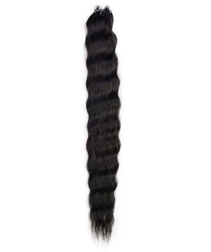 LUXLUXE Knotless Wet & Wavy Crochet Human Hair Extensions - Natural Black 14" 40g 16" 45g & 18" 50g Pre Separated 40 Strands Feather Hairpiece With String In The Middle Braid