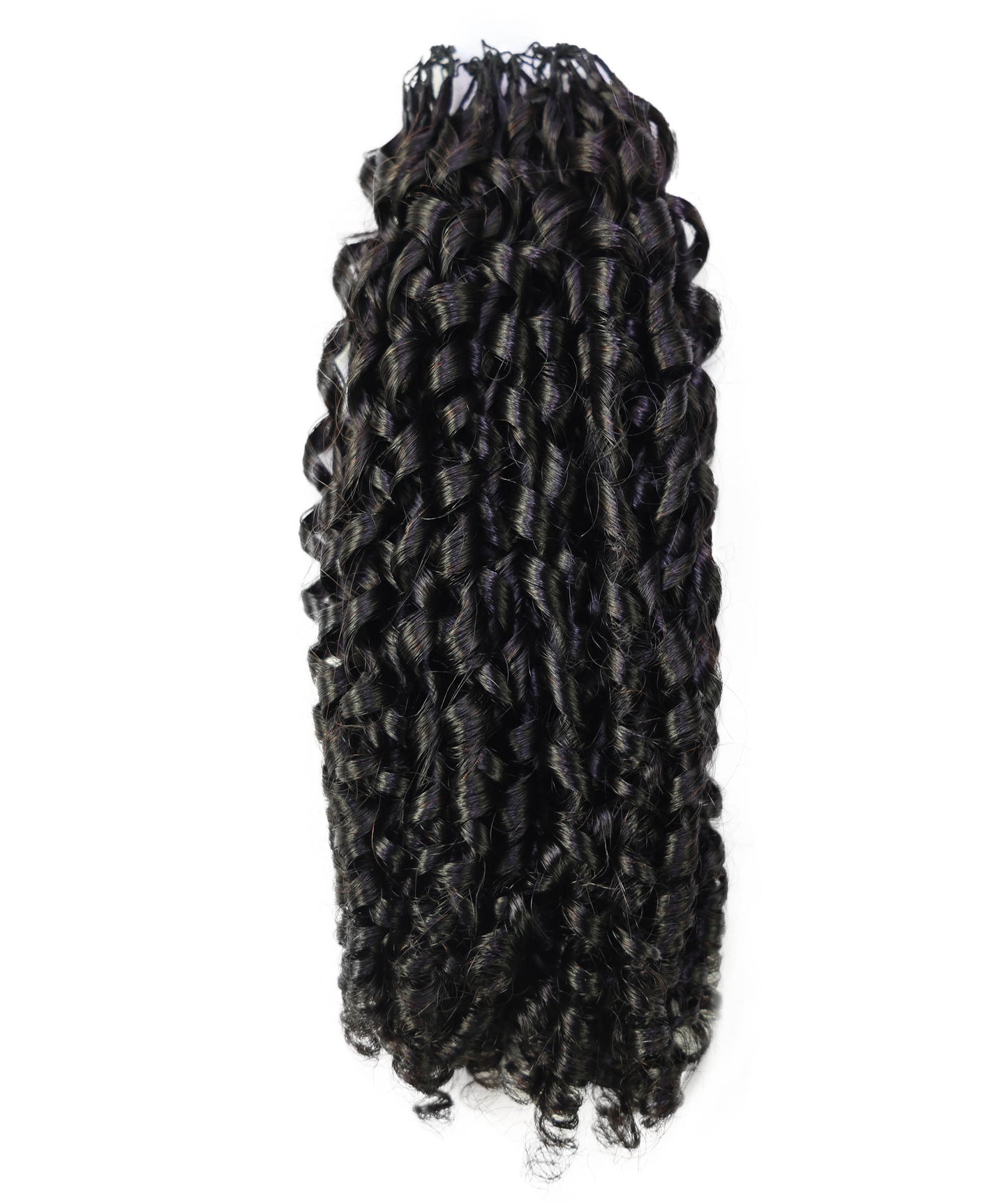 LUXLUXE Knotless Pixie Curly Raw Crochet Natural Human Hair Extensions - 14" 40g 16" 45g & 18" 50g Pre Separated 40 Strands Feather Hairpiece for Women