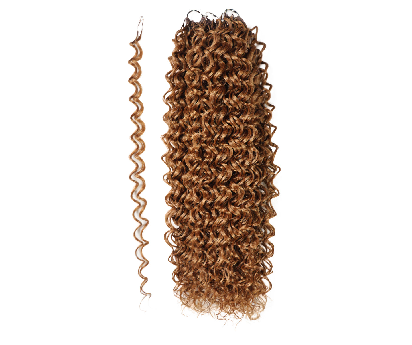 LUXLUXE Dominican Synthetic Crochet Hair Extensions – 14" 78g, 18" 100g, 22" 120g Pre Separated 100 Strands Feather Curly Hairpiece