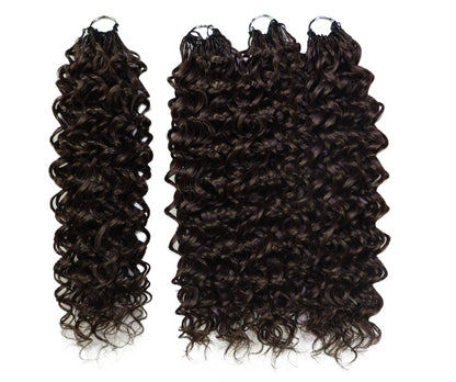 LUXLUXE Dominican Synthetic Crochet Hair Extensions – 14" 85g, 18" 110g, 22" 132g Pre Separated 100 Strands Feather Curly Hairpiece