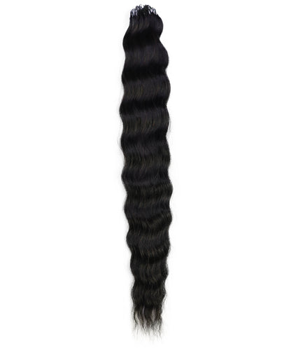 LUXLUXE Knotless Wet & Wavy Crochet Human Hair Extensions - Natural Black 14" 40g 16" 45g & 18" 50g Pre Separated 40 Strands Feather Hairpiece With String In The Middle Braid