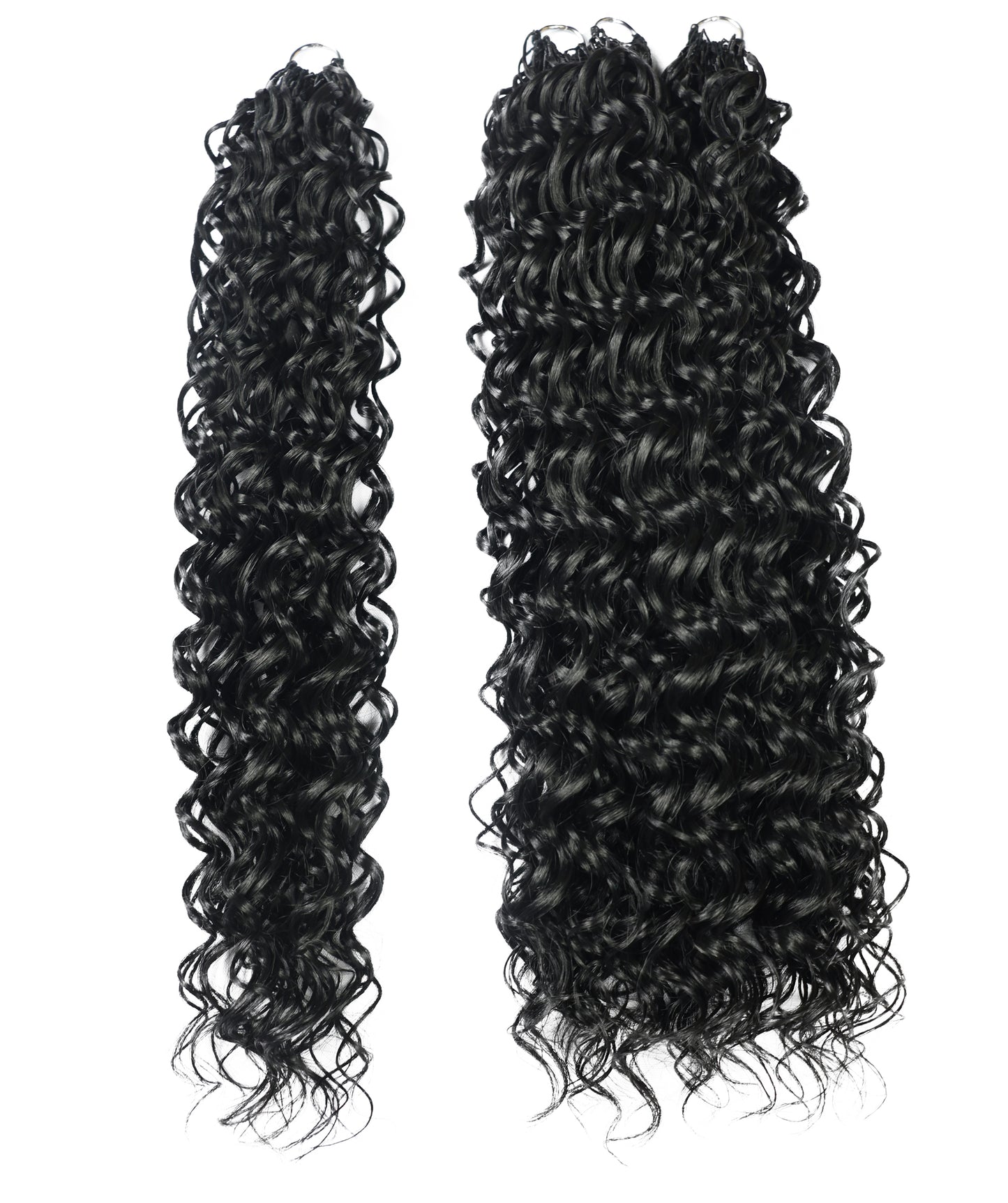 LUXLUXE Hawaiian Synthetic Crochet Hair Extensions – 14" 78g, 18" 100g, 22" 120g  Pre Separated 100 Strands Feather Hairpiece for Curly Protective Styles