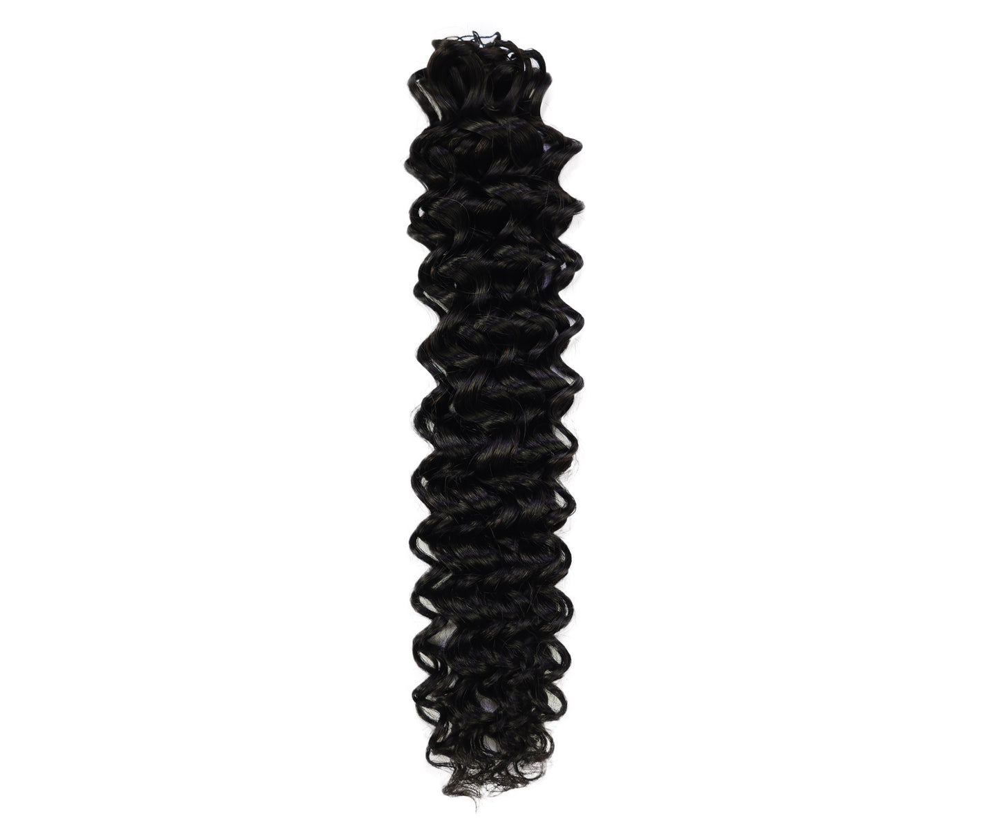 LUXLUXE Water Wave Braids Pre Looped Long Human Hair Extensions 40 Strands - Natural & Natural Black 14,16 & 18 Inch with weights 40g 45g & 50g Deep Curly Feather Braiding Hairpiece