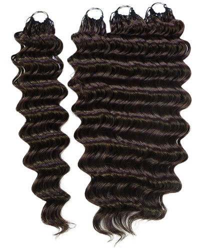 LUXLUXE Deep Wave Synthetic Crochet Hair Extensions – Available in 14"  85g 18" 110g & 22" 132g Pre Separated 100 Strands Feather Hairpiece