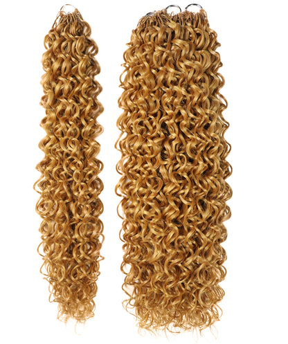 LUXLUXE Dominican Synthetic Crochet Hair Extensions – 14" 78g, 18" 100g, 22" 120g Pre Separated 100 Strands Feather Curly Hairpiece