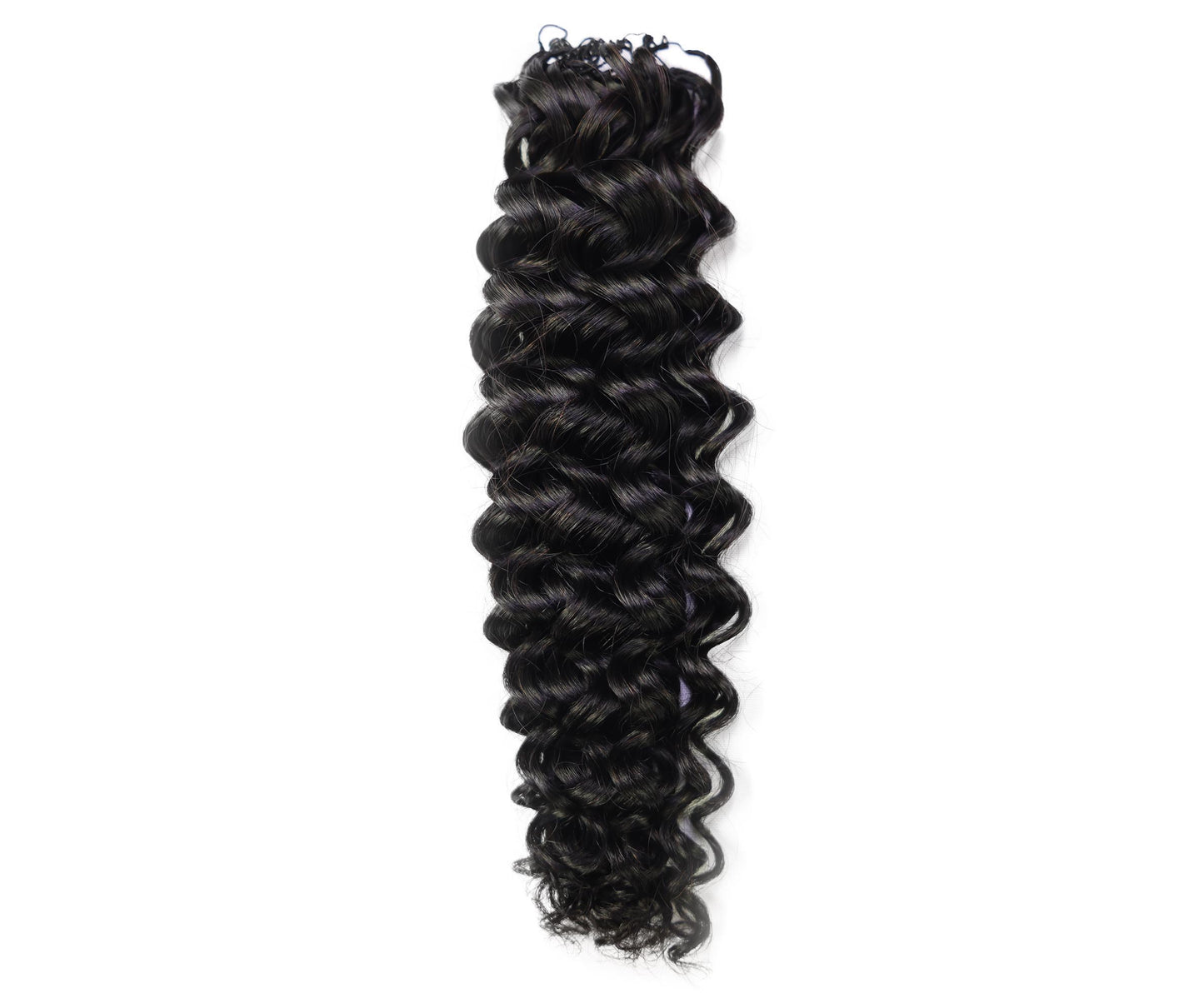LUXLUXE Water Wave Braids Pre Looped Long Human Hair Extensions 40 Strands - Natural & Natural Black 14,16 & 18 Inch with weights 40g 45g & 50g Deep Curly Feather Braiding Hairpiece