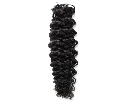 LUXLUXE Water Wave Braids Pre Looped Long Human Hair Extensions 40 Strands - Natural & Natural Black 14,16 & 18 Inch with weights 40g 45g & 50g Deep Curly Feather Braiding Hairpiece