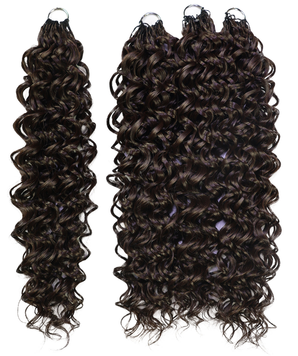 LUXLUXE Hawaiian Synthetic Crochet Hair Extensions – 14" 85g, 18" 110g, 22" 132g  Pre Separated 100 Strands Feather Hairpiece for Curly Protective Styles