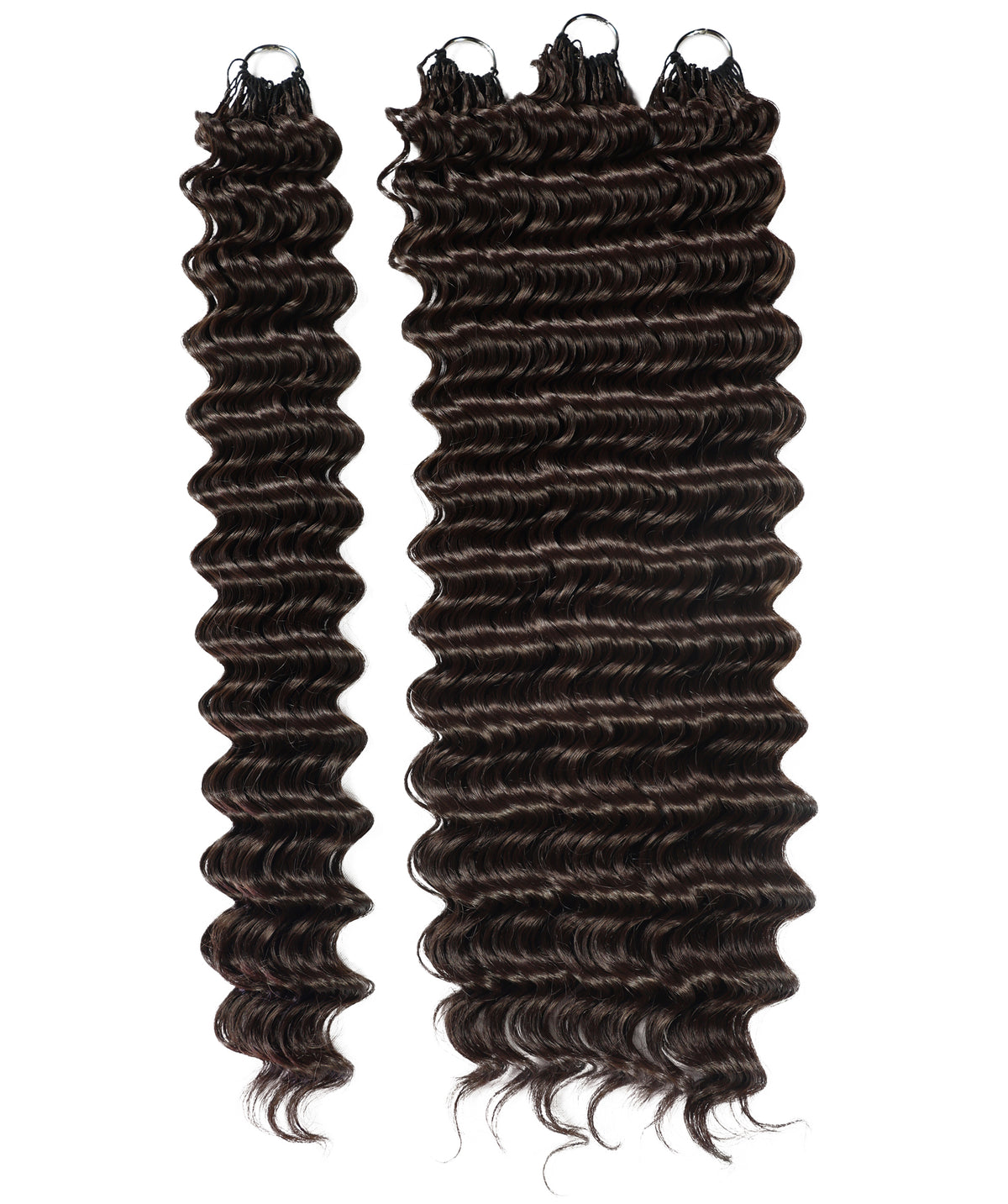 LUXLUXE Deep Wave Synthetic Crochet Hair Extensions – Available in 14"  85g 18" 110g & 22" 132g Pre Separated 100 Strands Feather Hairpiece
