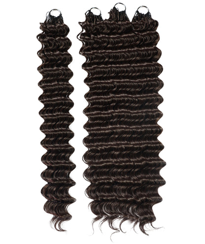 LUXLUXE Deep Wave Synthetic Crochet Hair Extensions – Available in 14"  85g 18" 110g & 22" 132g Pre Separated 100 Strands Feather Hairpiece