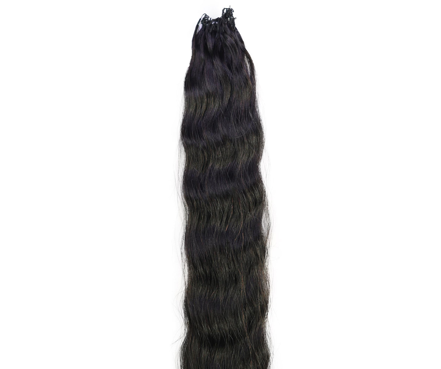 LUXLUXE Knotless Wet & Wavy Crochet Human Hair Extensions - Natural Black 14" 40g 16" 45g & 18" 50g Pre Separated 40 Strands Feather Hairpiece With String In The Middle Braid