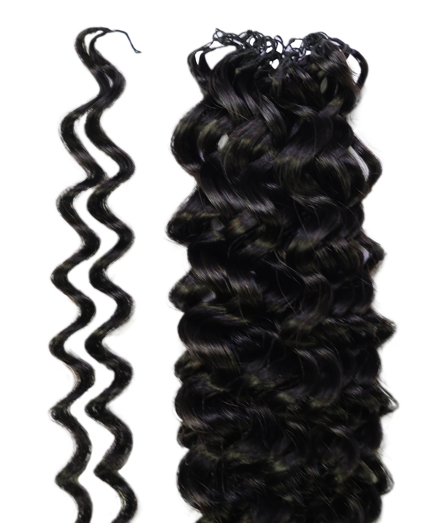 LUXLUXE Water Wave Braids Pre Looped Long Human Hair Extensions 40 Strands - Natural & Natural Black 14,16 & 18 Inch with weights 40g 45g & 50g Deep Curly Feather Braiding Hairpiece